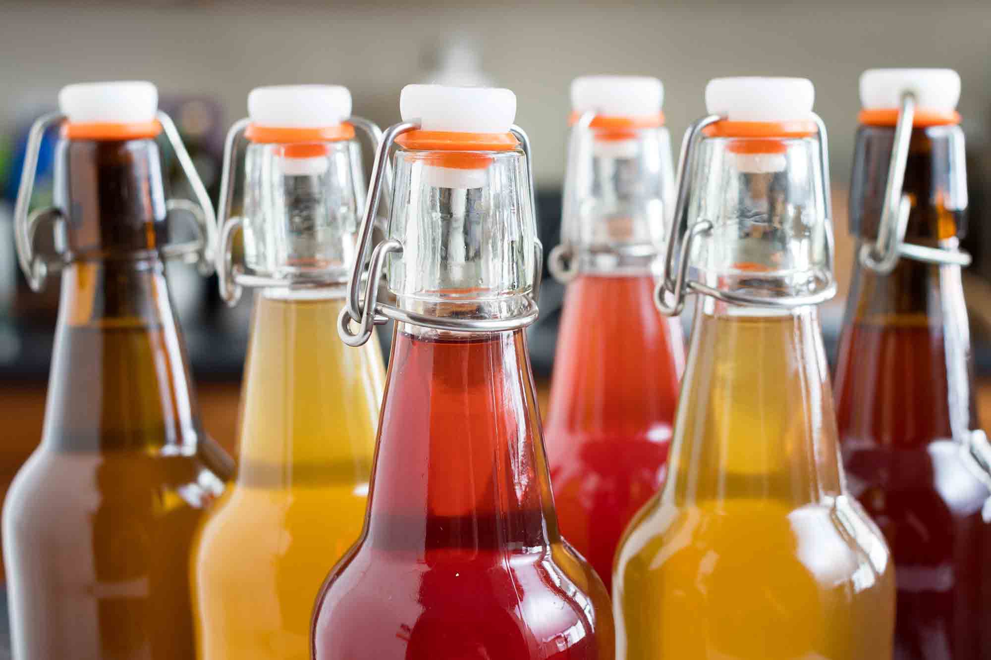 Bottles of Kombucha