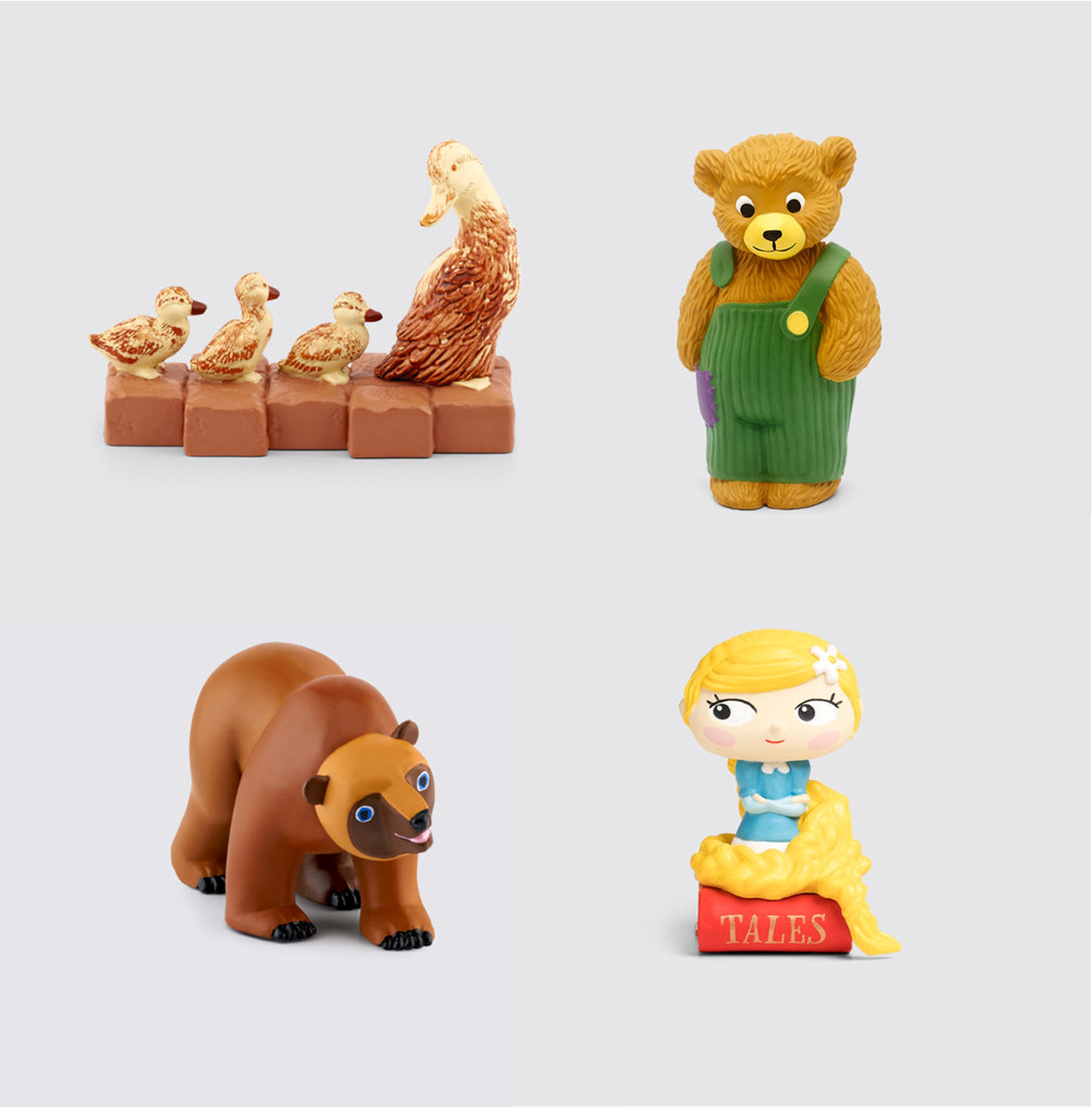 shows Make Way for Ducklings, Brown Bear, Corduroy, and Favorite Tales: Rapunzel Tonies figurines