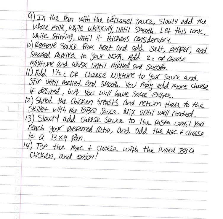 Recipe card for BBQ chicken mac 'n cheese. 