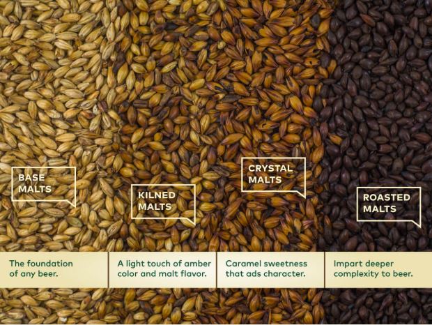 Varying malt colors. 