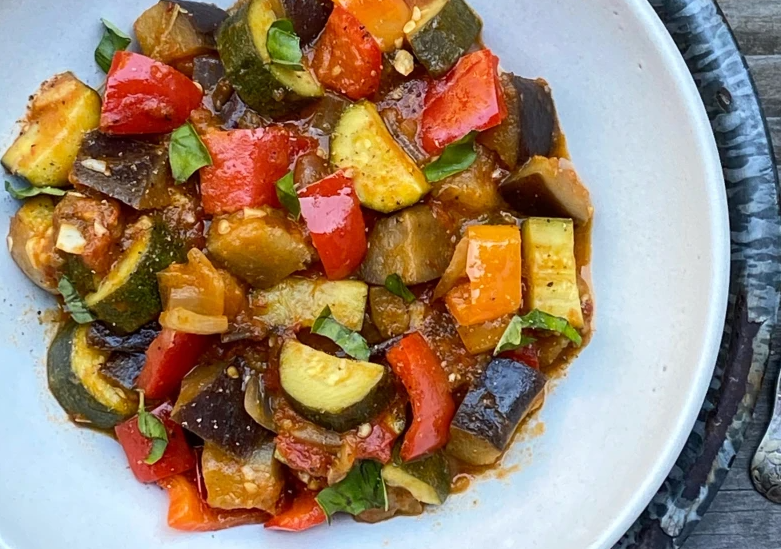 A bowl of ratatouille. 