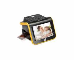 Image of scanner with film and a digital image of a woman and child on the screen. 