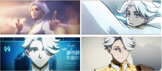 the character Nice from "to be hero x" depicted in 4 different art styles.