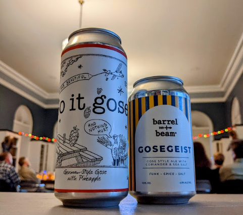 Two cans of Gose beer in the Community Room. 