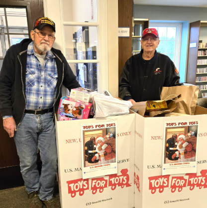 Members of the Marine Corps League picking up Toys for Tots donations in 2024. 