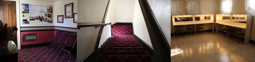 Collage of interior details photos from Historic Hartland Music Hall