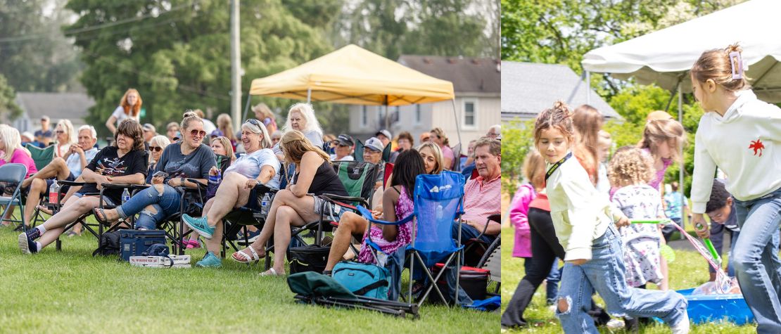 Large crowds gather on Cromaine Library's South Lawn for a Summer Concert.
