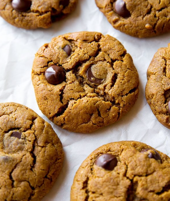 Cookies on a sheet of parchment paper. 