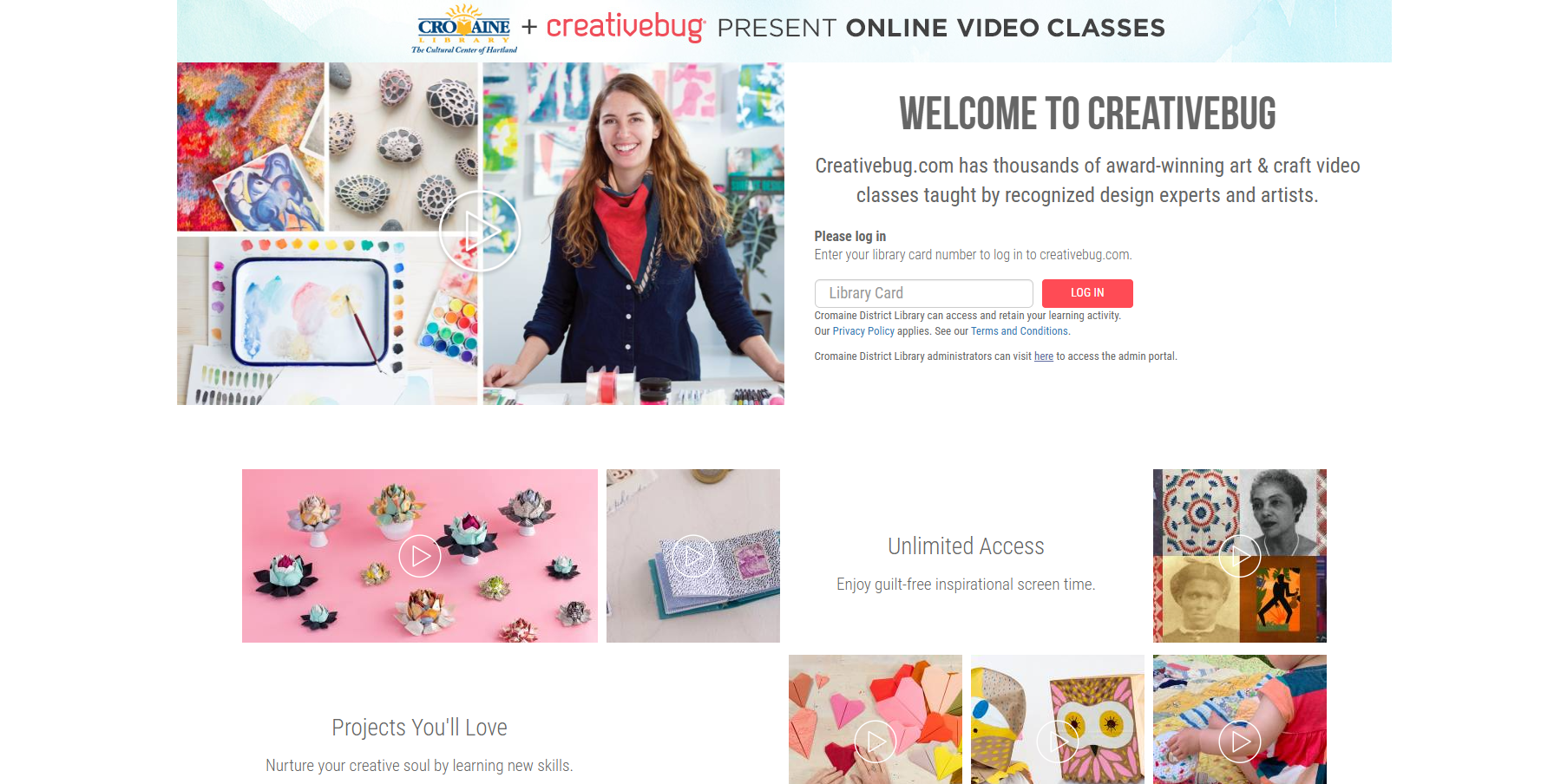 Logging into Creativebug