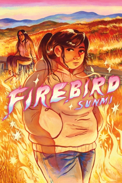 The cover of the graphic novel "Firebird" by Sunmi, which features an image of a teen girl in a hoodie, with another similarly dressed teen girl waiting in the background.