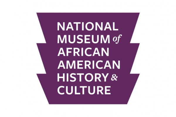 Logo for the National Museum of African American History and Culture, in purple and white. 