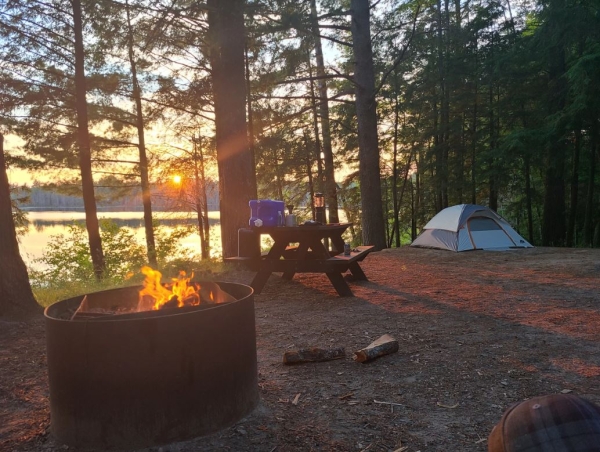 A scene of camping in the Upper Peninsula. 