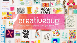 Creativebug logo over a collection of crafts 