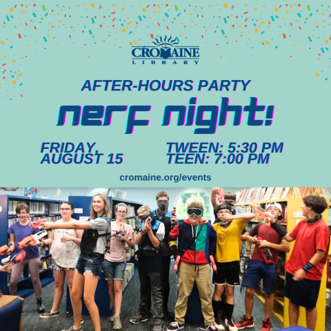 Nerf Night picture of our teens in the Youth Department with Nerf guns. 