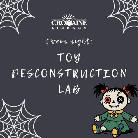 Program graphic featuring a spooky doll. 