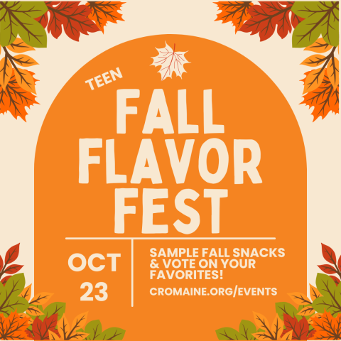 Program graphic with fall colors. 