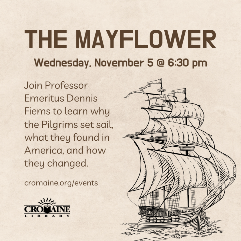 Program graphic featuring a sketch-graphic of a ship. 