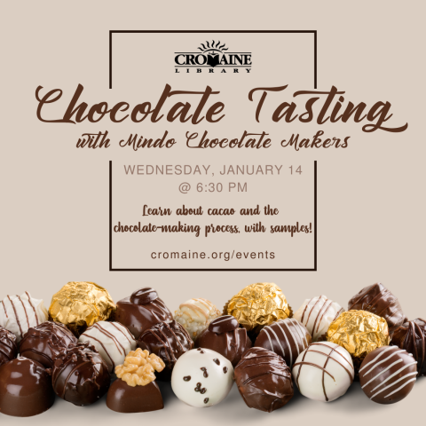 Program graphic featuring an image of a variety of chocolates. 