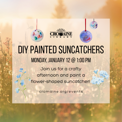 Program graphic with a sunny, floral background and hanging suncatchers. 