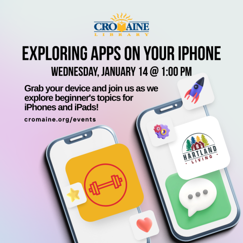 A program graphic featuring two phones, with apps on the screens. 