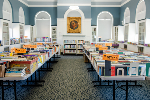 The Book Sale in the third floor Community Room. 