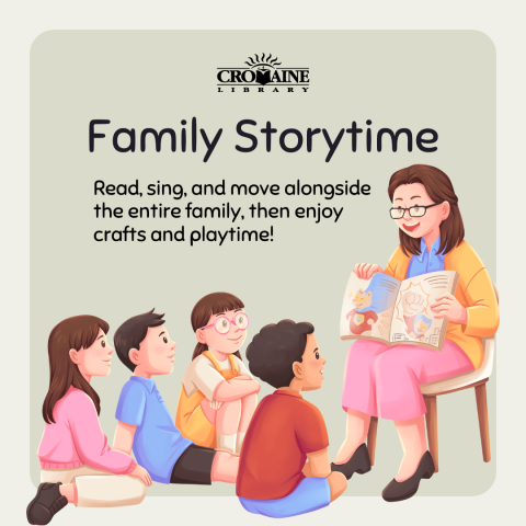 Graphic of a story read-aloud. 