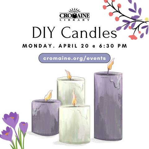 Program graphic featuring candles and spring flowers. 