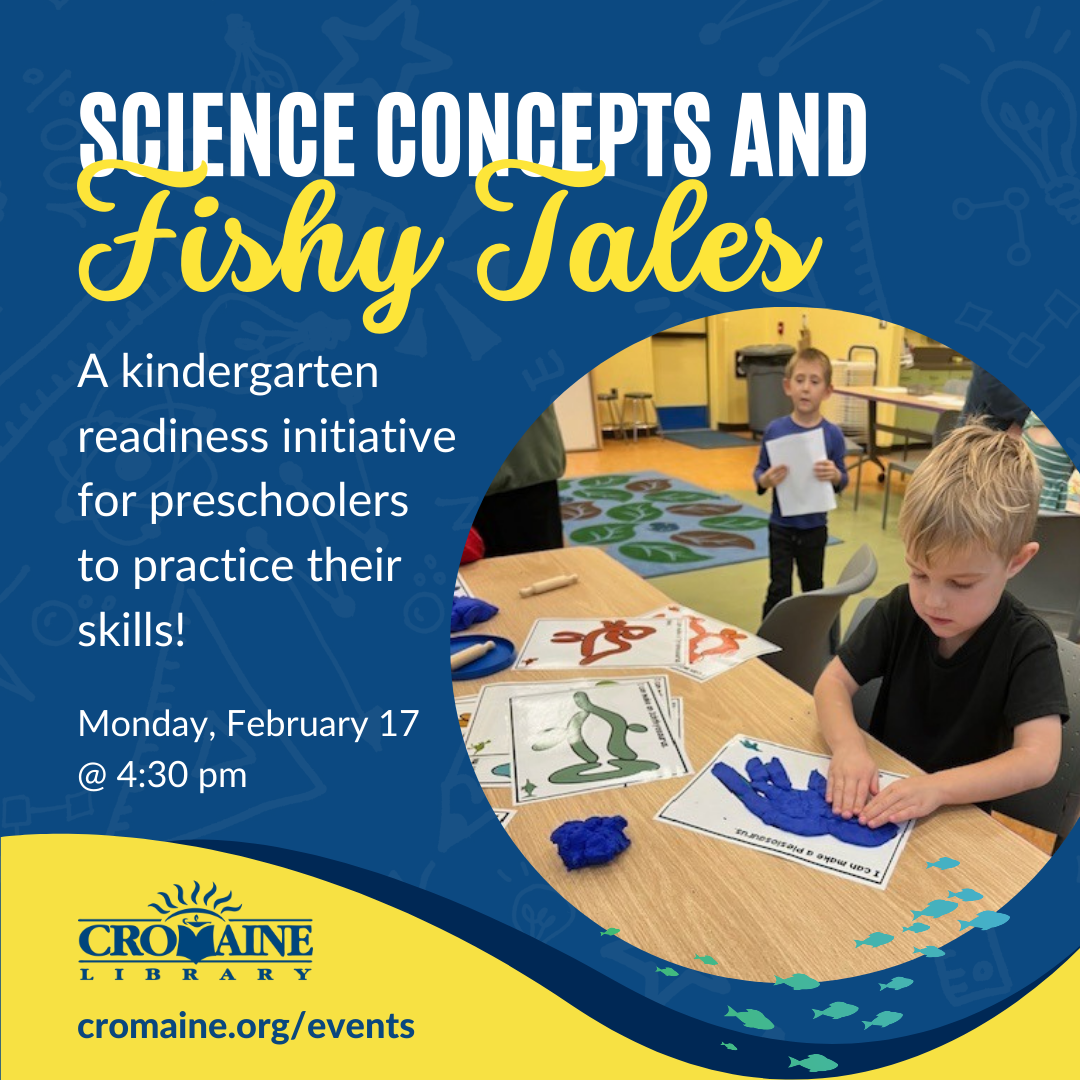 Program graphic featuring a child at a table in the Youth Program Room making a 3-D art project. 