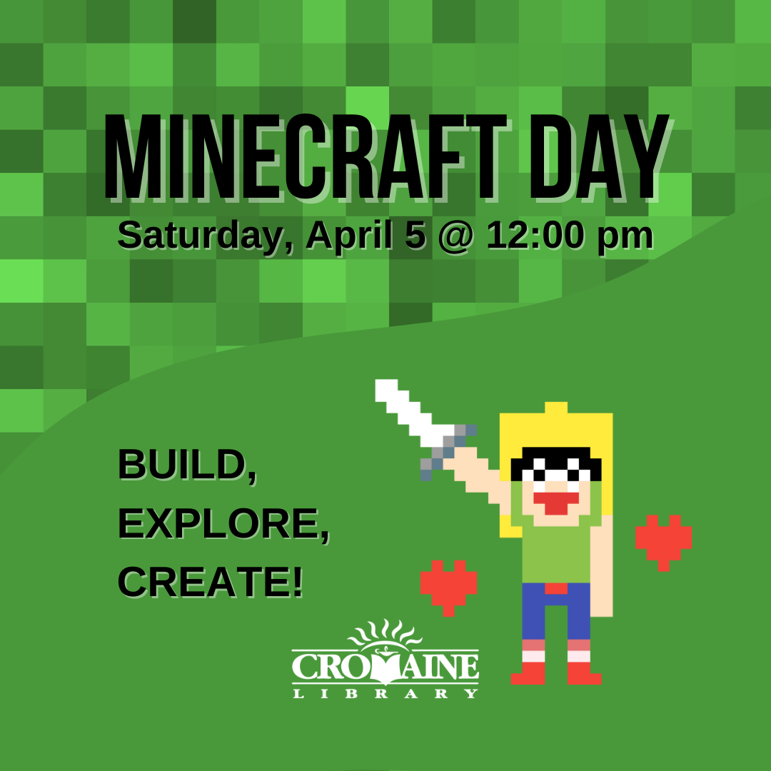 Graphic of a Minecraft character. 