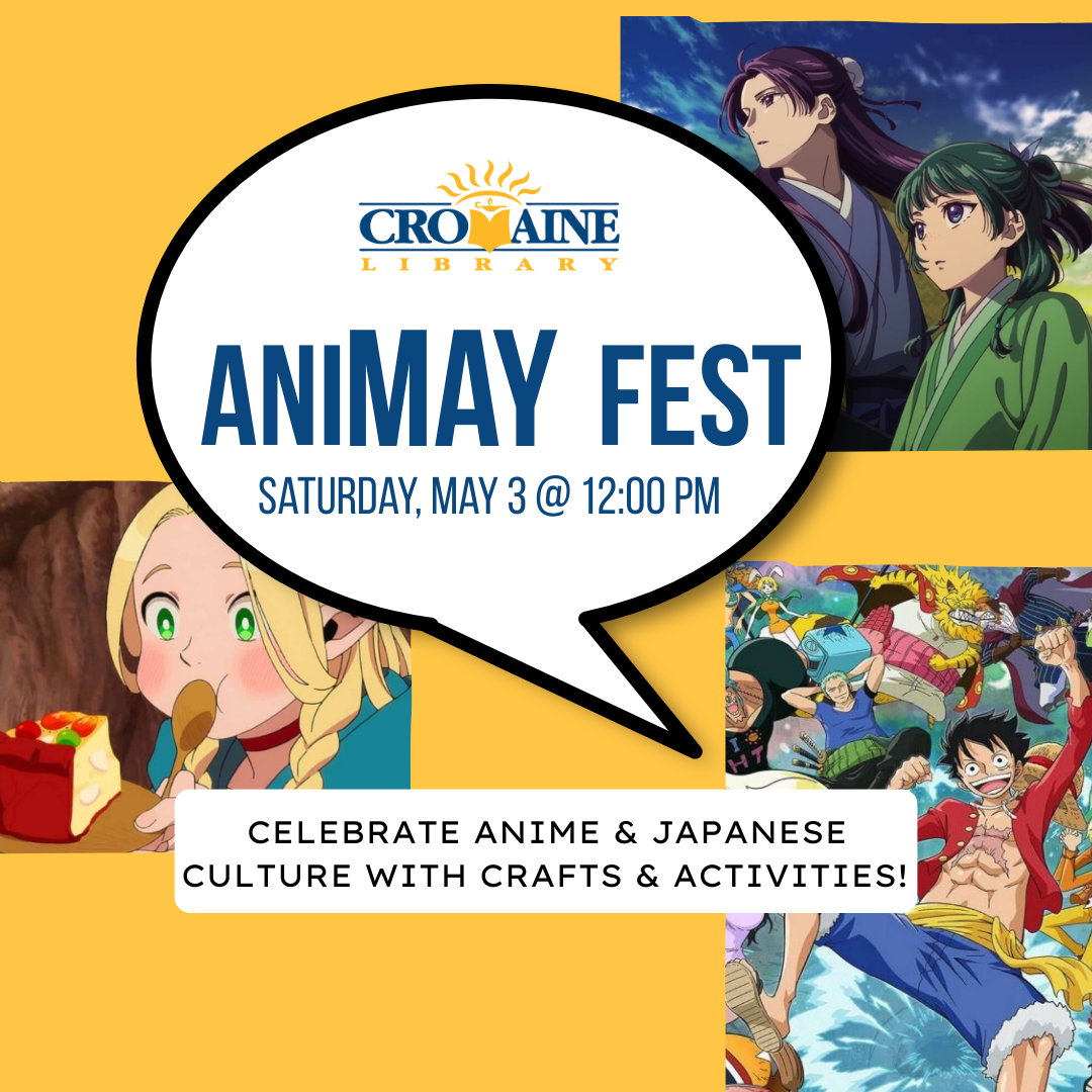 Program graphic featuring images from One Piece, Delicious in Dungeon, and The Apothecary Diaries. 