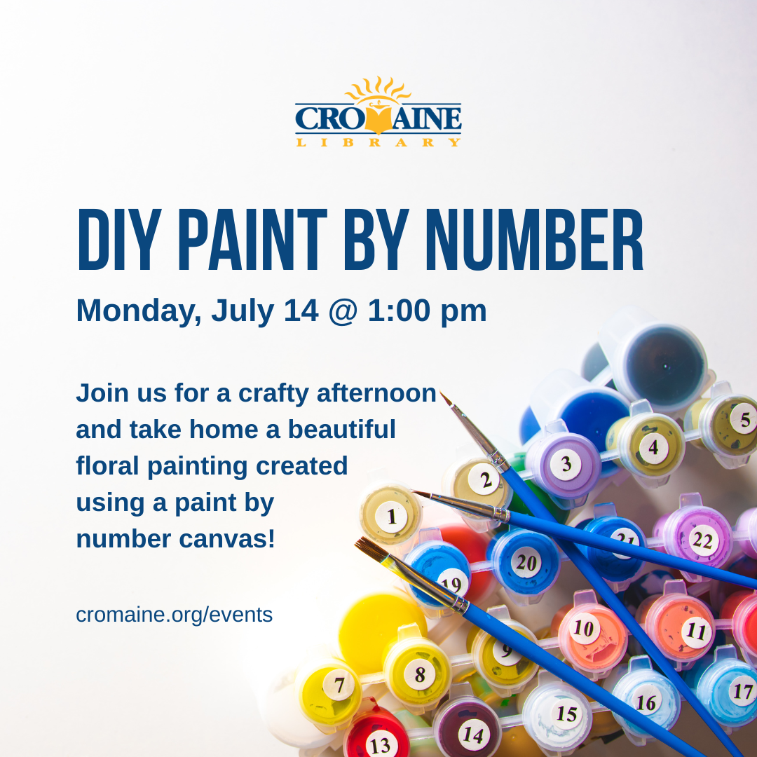 A program graphic featuring paint by number brushes and paints. 