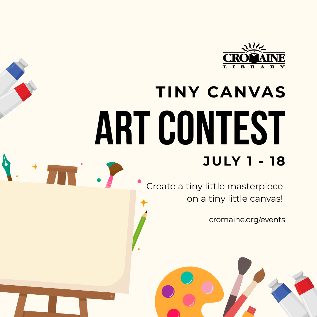 A program graphic featuring an art canvas and other art supplies. 