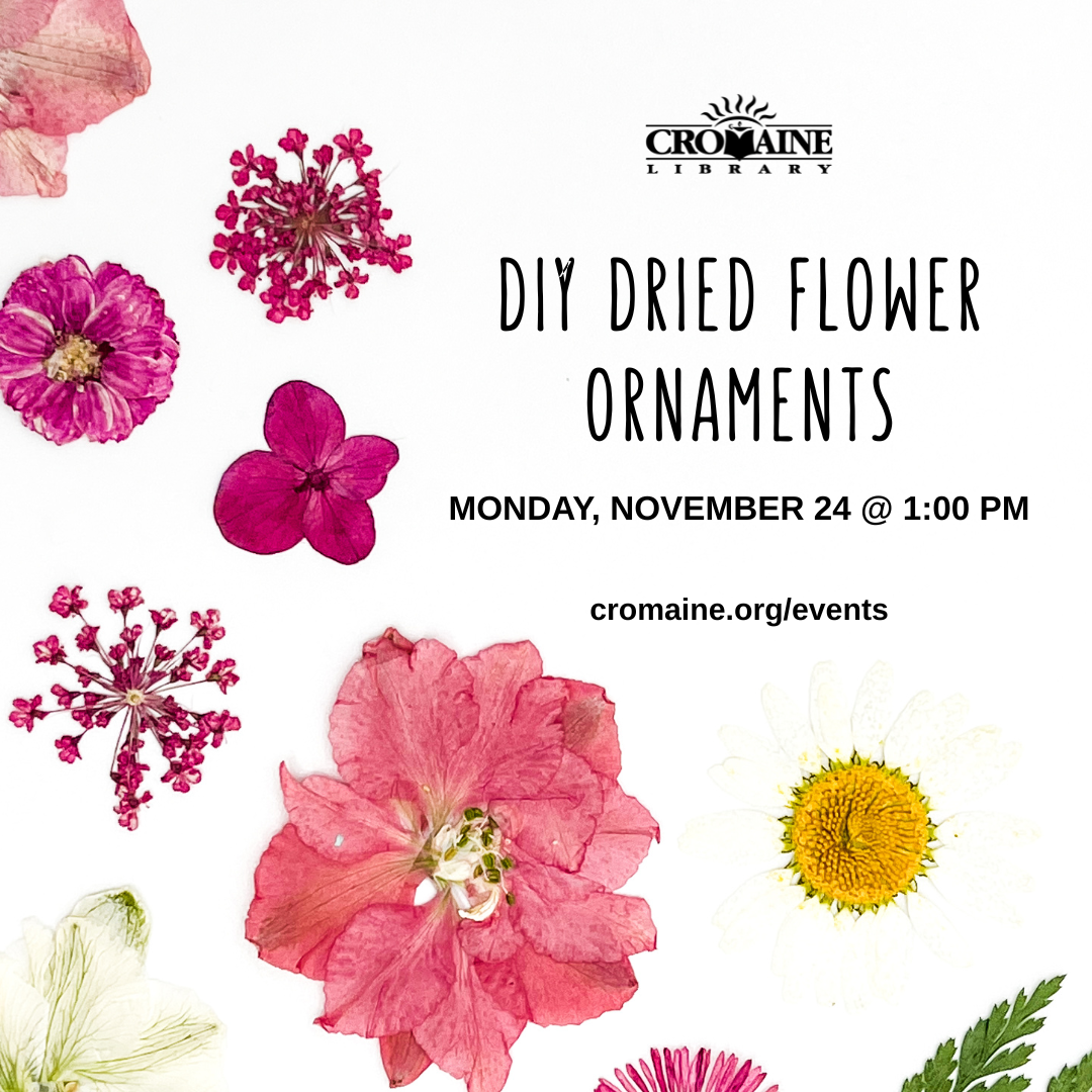 Program graphic featuring various dried flowers. 