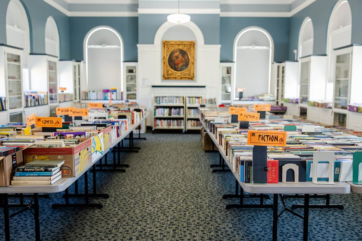 The Book Sale in the third floor Community Room. 