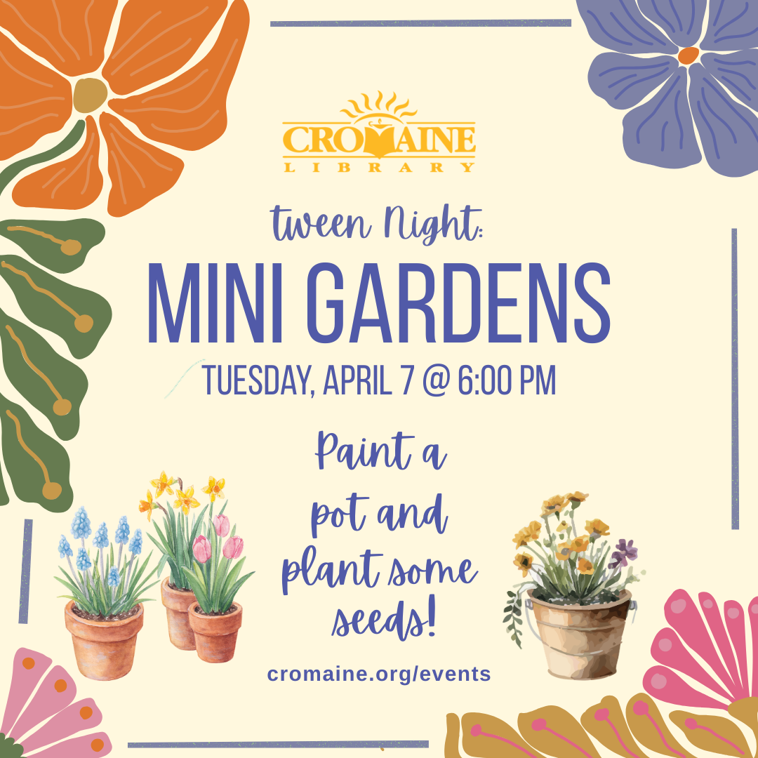 Program graphic featuring flowers and potted plants. 