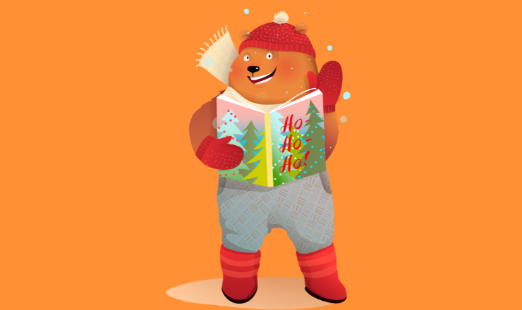Bear reading a book